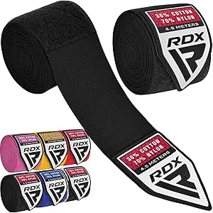 RDX semi-elastic hand wraps — 4.5 m pair, black